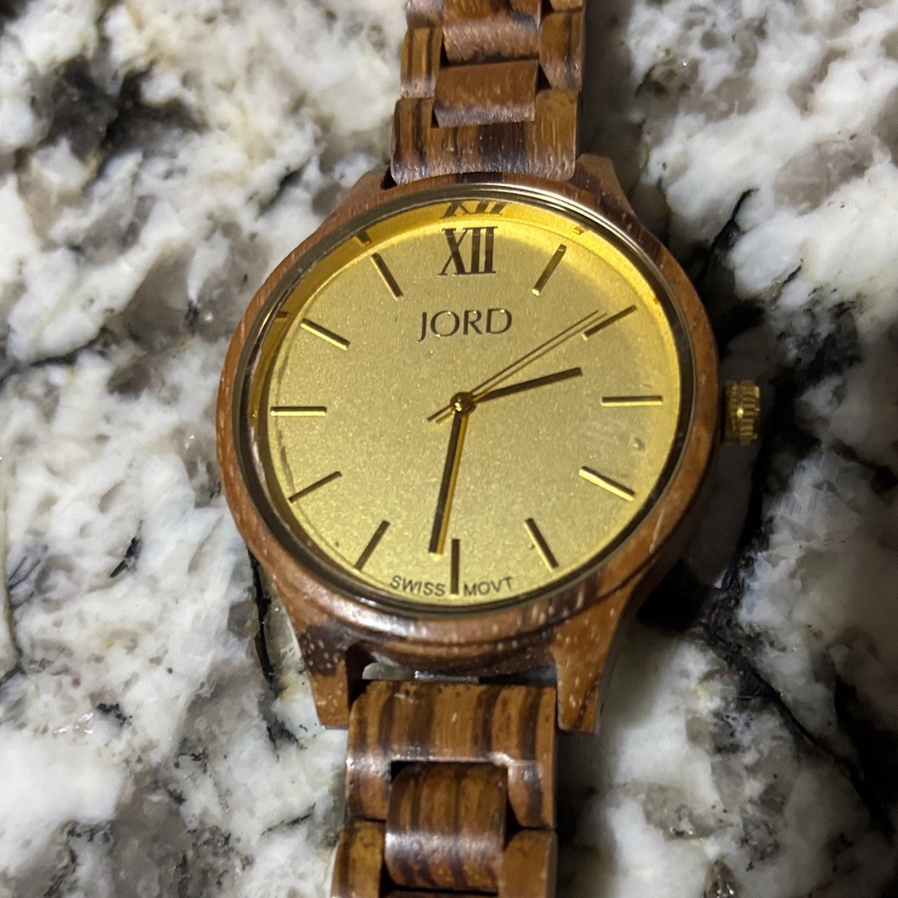 JORD Gold Dial Wooden Men's Watch